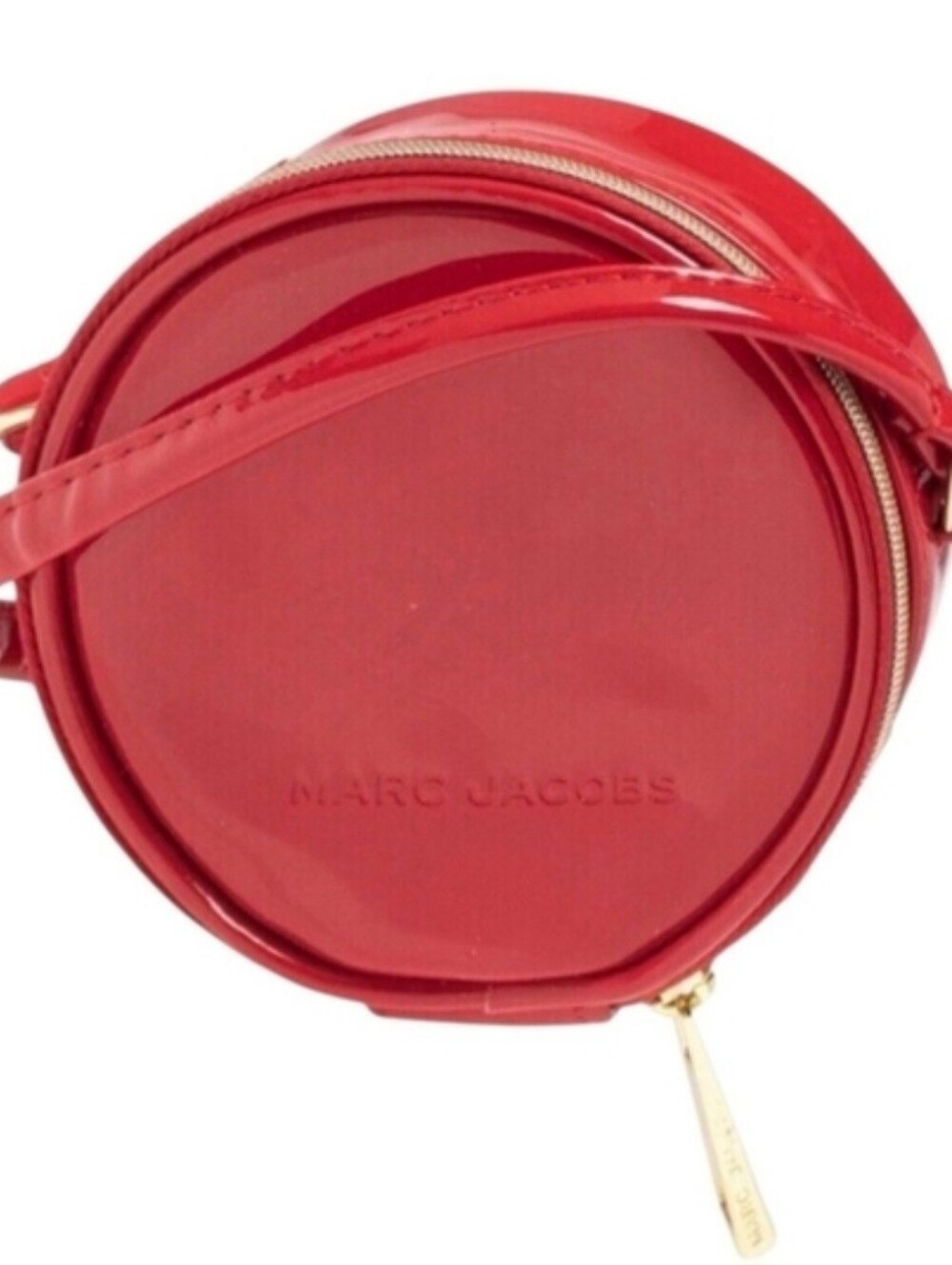Marc Jacobs Mini Red Patent Leather Circle PurseCrossbody Bag 4" Canteen